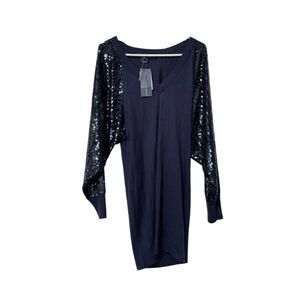 French connection blue sequin sweater dress size 6